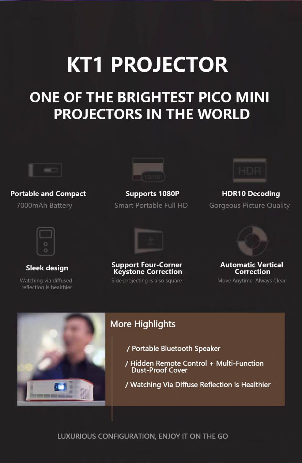 KT1 Pico Projector Wireless Portable Smart