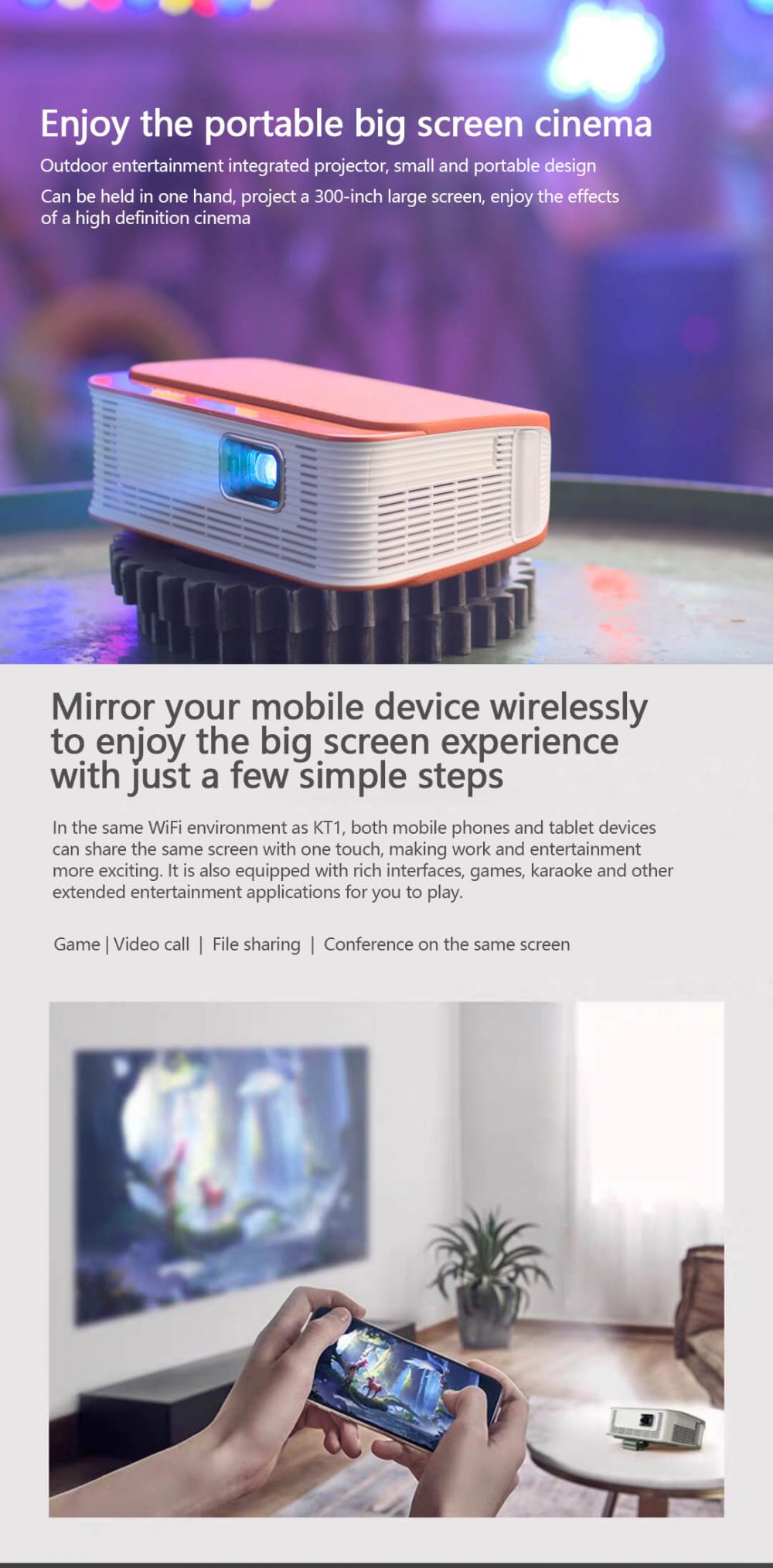 KT1 Pico Projector big screen cinema